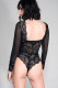 Long Sleeve Mesh and Lace Teddy With Strappy Front Image