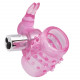 Basic Essentials Stretchy Vibrating Bunny Enhancer - Pink Rechargeable Image