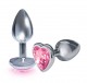 The 9's the Silver Starter Heart Bejeweled Stainless Steel Plug - Pink Image