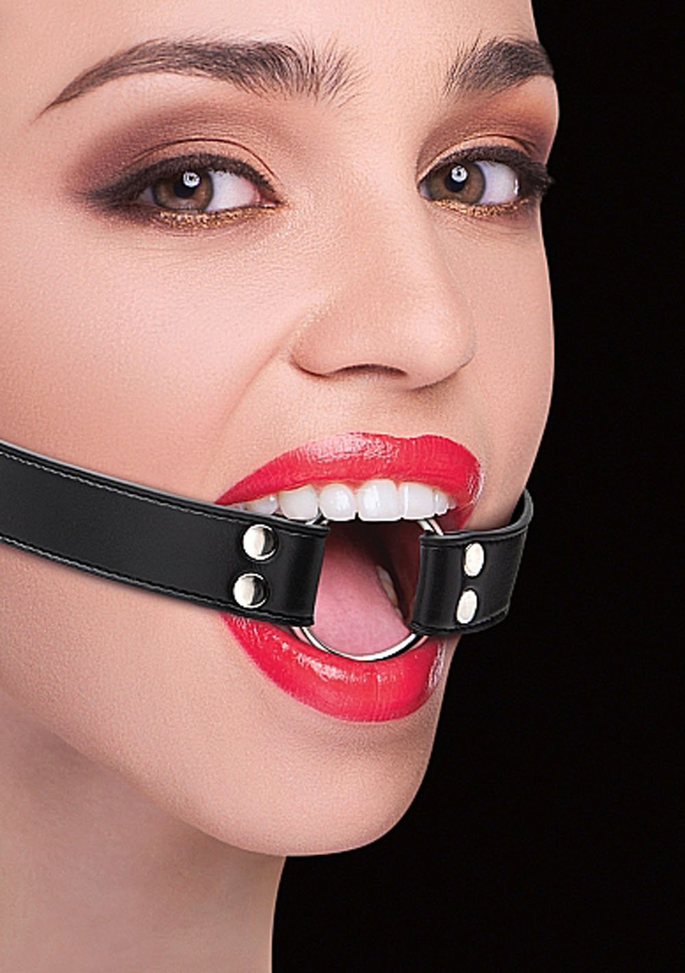 OU-OU104BLK Ring Gag With Leather Straps pic