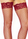 Stay Up Fishnet Thigh Highs - One Size - Burgundy Image