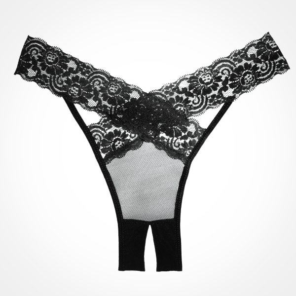 Adore Desire Dainty Sheer Crotchless Panty - One Size - Blac.