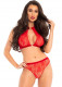 2 Pc Lace Halter Top and Panty Set - Red - S/m Image