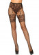 Lace French Cut Faux Garter Net Tights - One Size  Black Image