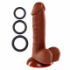 Pro Sensual Premium Silicone 6 Inch Dong With 3  Cockrings - Brown Image