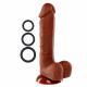 Pro Sensual Premium Silicone 8 Inch Dong With 3  Cockrings - Brown Image