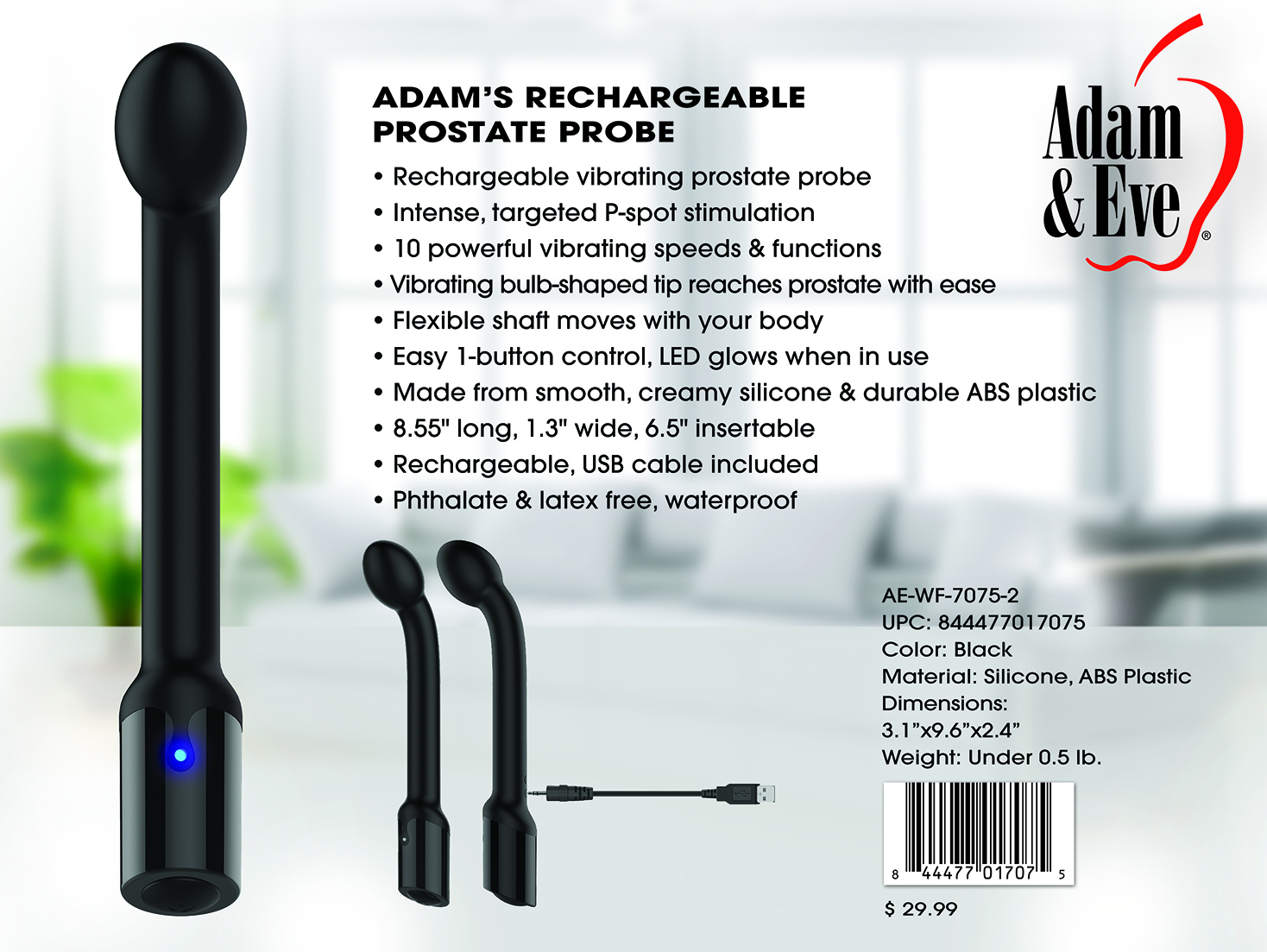 Ae Wf 7075 2bulk Adams Rechargeable Prostate Probe