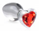 Red Heart Gem Glass Anal Plug - Large Image