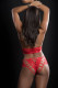 2pc O-Ring Boyshort Halter Top and Stockings -  One Size - Candy Red Image
