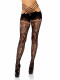 Vine Lace Strappy Wrap Around Crotchless Tights - One Size - Black Image