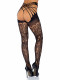 Vine Lace Strappy Wrap Around Crotchless Tights - One Size - Black Image