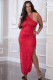 2 Pc. Shoulder-Baring Laced Night Dress - Red  Cherry - Queen Size Image