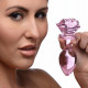Pink Rose Glass Anal Plug - Large Image