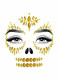 Sugar Skull Adhesive Face Jewels Sticker - Gold Image