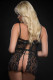 2pc Strappy Halter Laced Babydoll With Side Slits and Open Back - One Size - Black Image