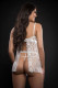 2pc Strappy Halter Laced Babydoll With Side Slits and Open Back - One Size - White Image