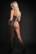 2pc Strappy Halter Laced Night Gown With Side Slits and Open Back - One Size - Black Image