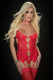 4pc Chantilly Lace Corset With Front Opening - One Size - Candy Red Image