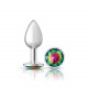 Cheeky Charms-Silver Metal Butt Plug- Round-Rainbow-Small Image