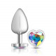 Cheeky Charms-Silver Metal Butt Plug- Heart-Clear-Large Image