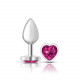 Cheeky Charms-Silver Metal Butt Plug- Heart-Bright Pink-Small Image