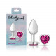 Cheeky Charms-Silver Metal Butt Plug- Heart-Bright Pink-Small Image