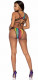 Rainbow Fishnet Cut Out Bodysuit With Strappy Bikini Back - One Size - Multicolor Image