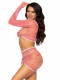2 Pc Zig Zag Net Crop Top and Mini Dress - One   Size - Pink Image