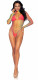High Neck Fence Net Long Sleeve Bodysuit With Snap Crotch Thong Panty - One Size - Rainbow Image