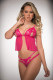 2 Pc Sheeer Cropped Babydoll and Panty - One Size  - Barbie Pink Image