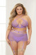 Three Piece Floral Lace Bra, Skirt, and G-String Set - Queen - Lavender Image