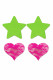 Fashion Pasties Set - Neon Green Solid Star and Neon Pink Lace Heart Image