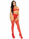 3 Pc Rhinestone Bra Top, G-String, and Garter Belt Stockings - One Size - Red Image