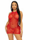 Rhinestone Lace and Net Mini Dress - One Size -  Red Image