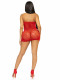 Rhinestone Lace and Net Mini Dress - One Size -  Red Image