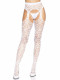 Heart Net Suspender Pantyhose - One Size - White Image