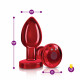 Cheeky Charms - Rechargeable Vibrating Metal Butt  Plug With Remote Control - Red - Medium Image