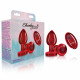 Cheeky Charms - Rechargeable Vibrating Metal Butt  Plug With Remote Control - Red - Medium Image