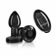 Cheeky Charms - Rechargeable Vibrating Metal Butt  Plug With Remote Control - Gunmetal - Small Image
