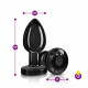 Cheeky Charms - Rechargeable Vibrating Metal Butt  Plug With Remote Control - Gunmetal - Medium Image