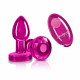 Cheeky Charms - Rechargeable Vibrating Metal Butt Plug With Remote Control - Pink - Small Image
