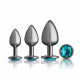 Cheeky Charms - Metal Butt Plug Gunmetal - Round - Teal -  Anal Trainer Kit Image