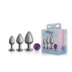 Cheeky Charms - Metal Butt Plug Gunmetal - Round - Deep Purple - Anal Trainer Kit Image