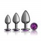 Cheeky Charms - Metal Butt Plug Gunmetal - Round - Deep Purple - Anal Trainer Kit Image