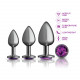 Cheeky Charms - Metal Butt Plug Gunmetal - Round - Deep Purple - Anal Trainer Kit Image