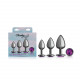 Cheeky Charms - Metal Butt Plug Gunmetal - Round - Deep Purple - Anal Trainer Kit Image