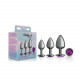 Cheeky Charms - Metal Butt Plug Gunmetal - Round - Deep Purple - Anal Trainer Kit Image