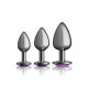 Cheeky Charms - Metal Butt Plug Gunmetal - Round - Deep Purple - Anal Trainer Kit Image