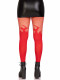 Opaque Flame Tights With Fishnet Top - One Size -  Red Image