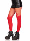 Opaque Flame Tights With Fishnet Top - One Size -  Red Image